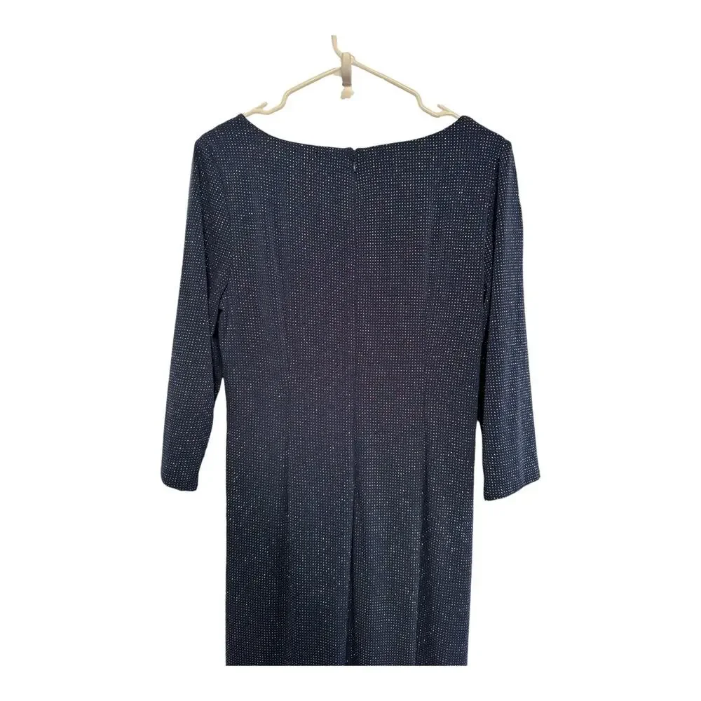 NWT Alex Evenings 3/4 Sleeve Long Dress with Cinched Tie Waist blue size 10